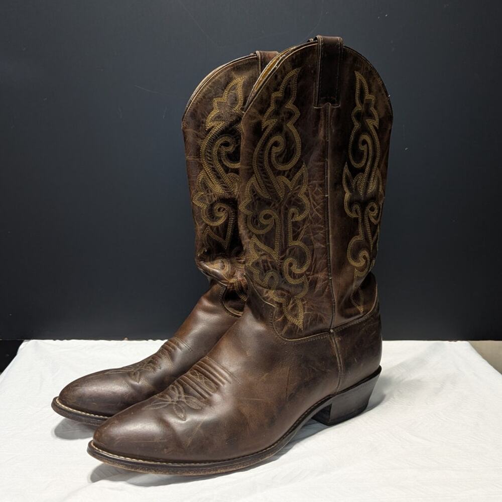 Justin Bay Apache Western Boots 2253 Brown Leather Cowboy Mens 12 Extra Wide